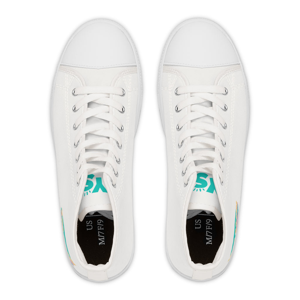 High Top Sneakers — Colorful Retro 'Yellowstone' Graphic Women's Canvas Shoes