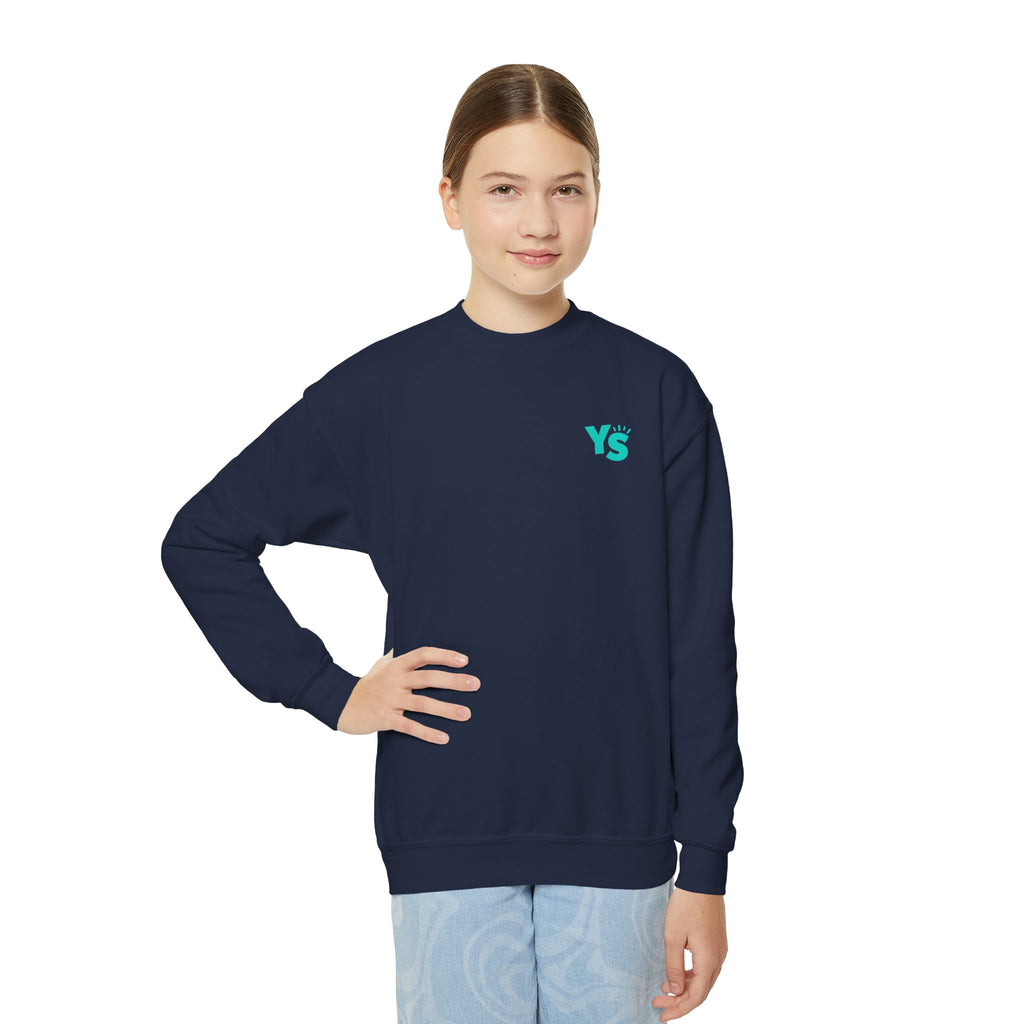 Youth Crewneck Sweatshirt — Yellowstone Equestrian Logo Crewneck (Pastel Retro Mountain Design)