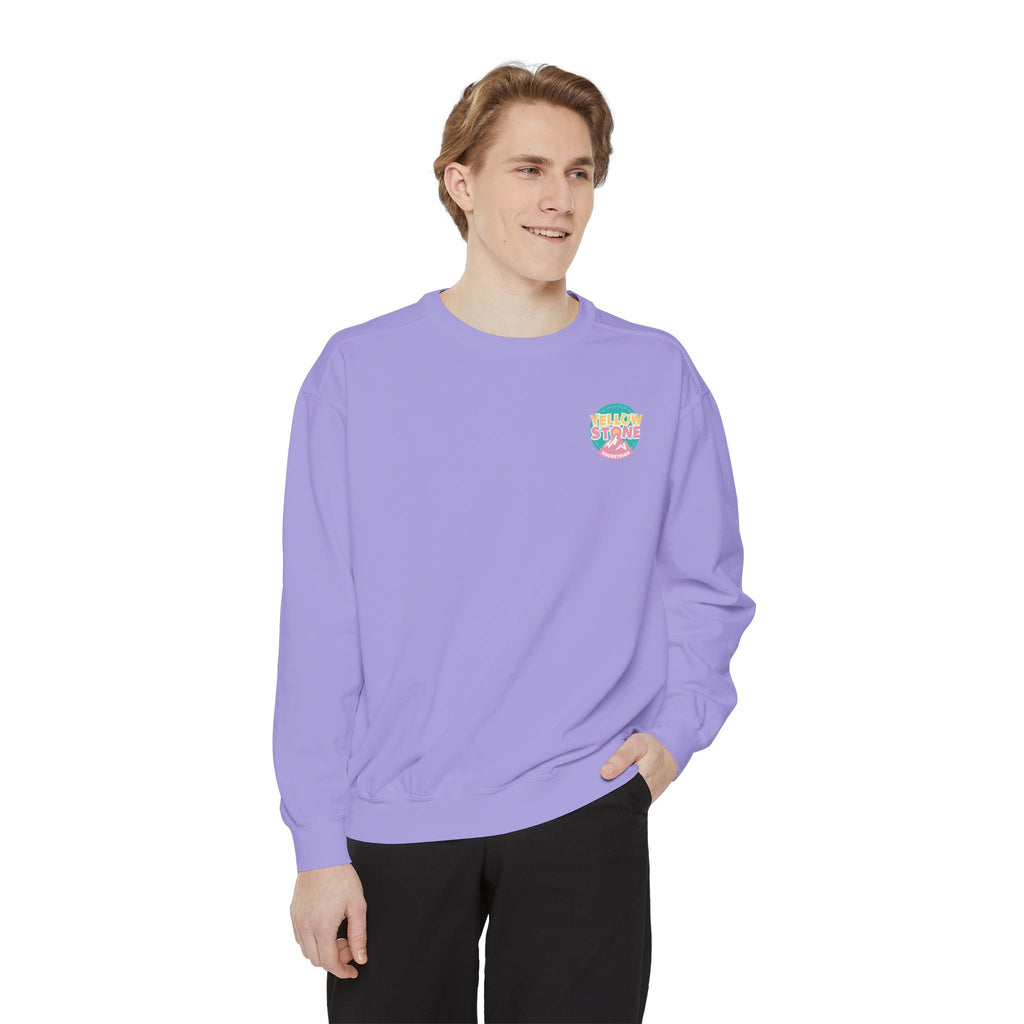 Retro Surf Badge Sweatshirt — 'Good Vibes' Pastel Crewneck