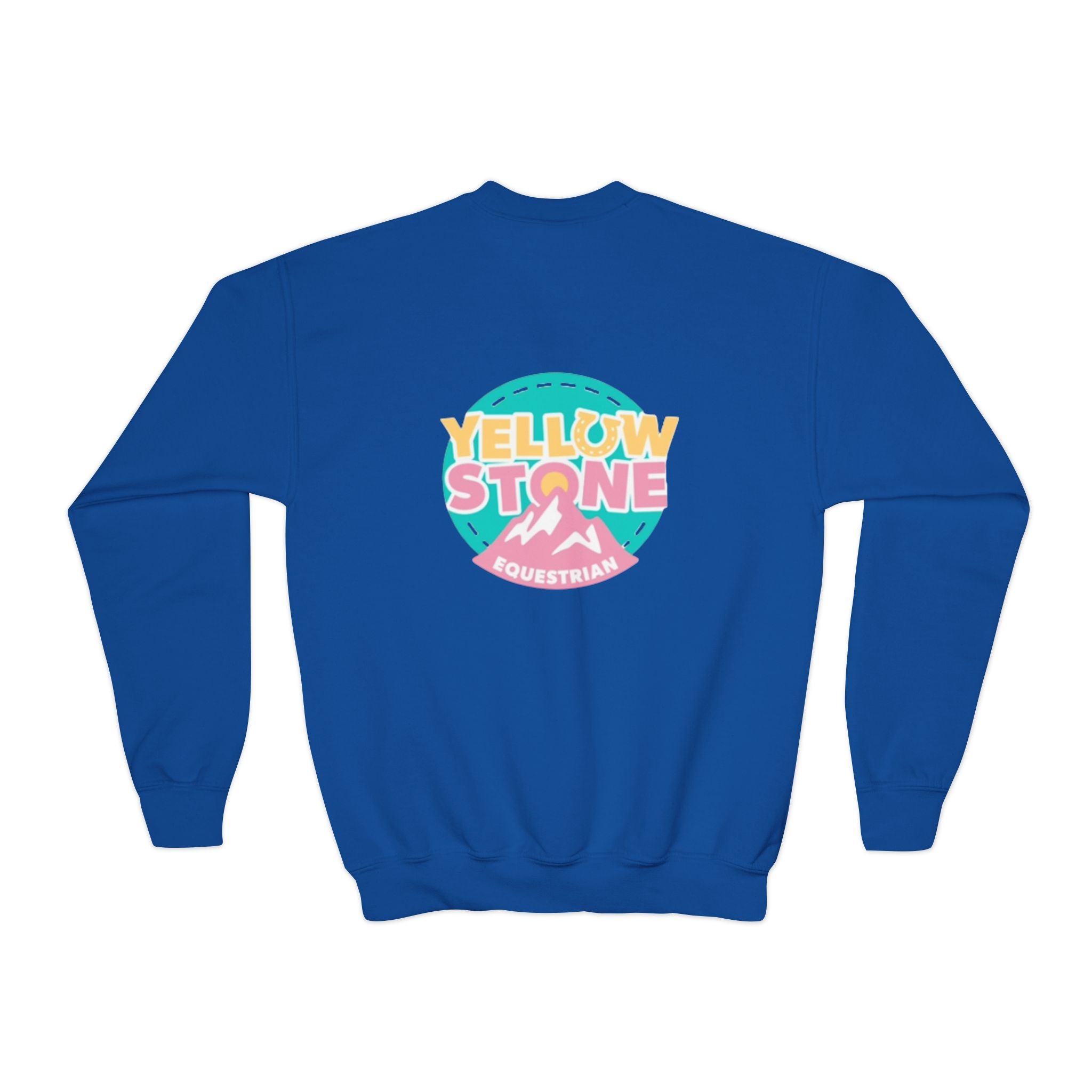 Youth Crewneck Sweatshirt — Yellowstone Equestrian Logo Crewneck (Pastel Retro Mountain Design)