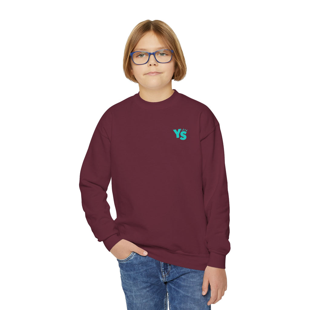 Youth Crewneck Sweatshirt — Yellowstone Equestrian Logo Crewneck (Pastel Retro Mountain Design)