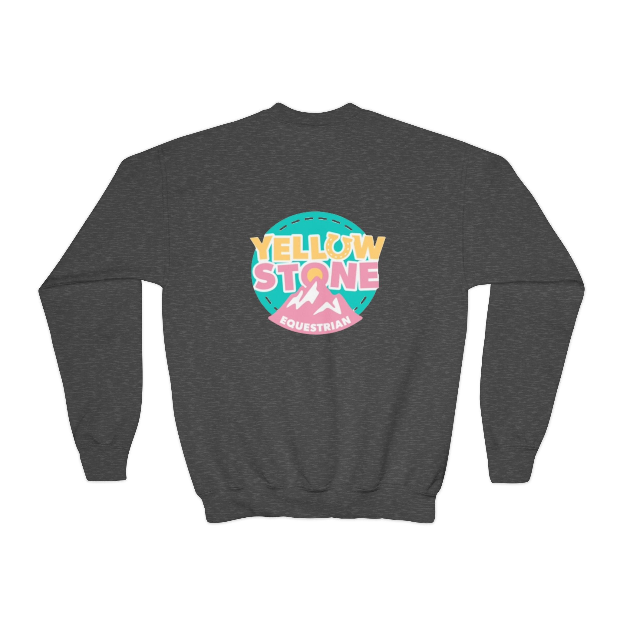 Youth Crewneck Sweatshirt — Yellowstone Equestrian Logo Crewneck (Pastel Retro Mountain Design)