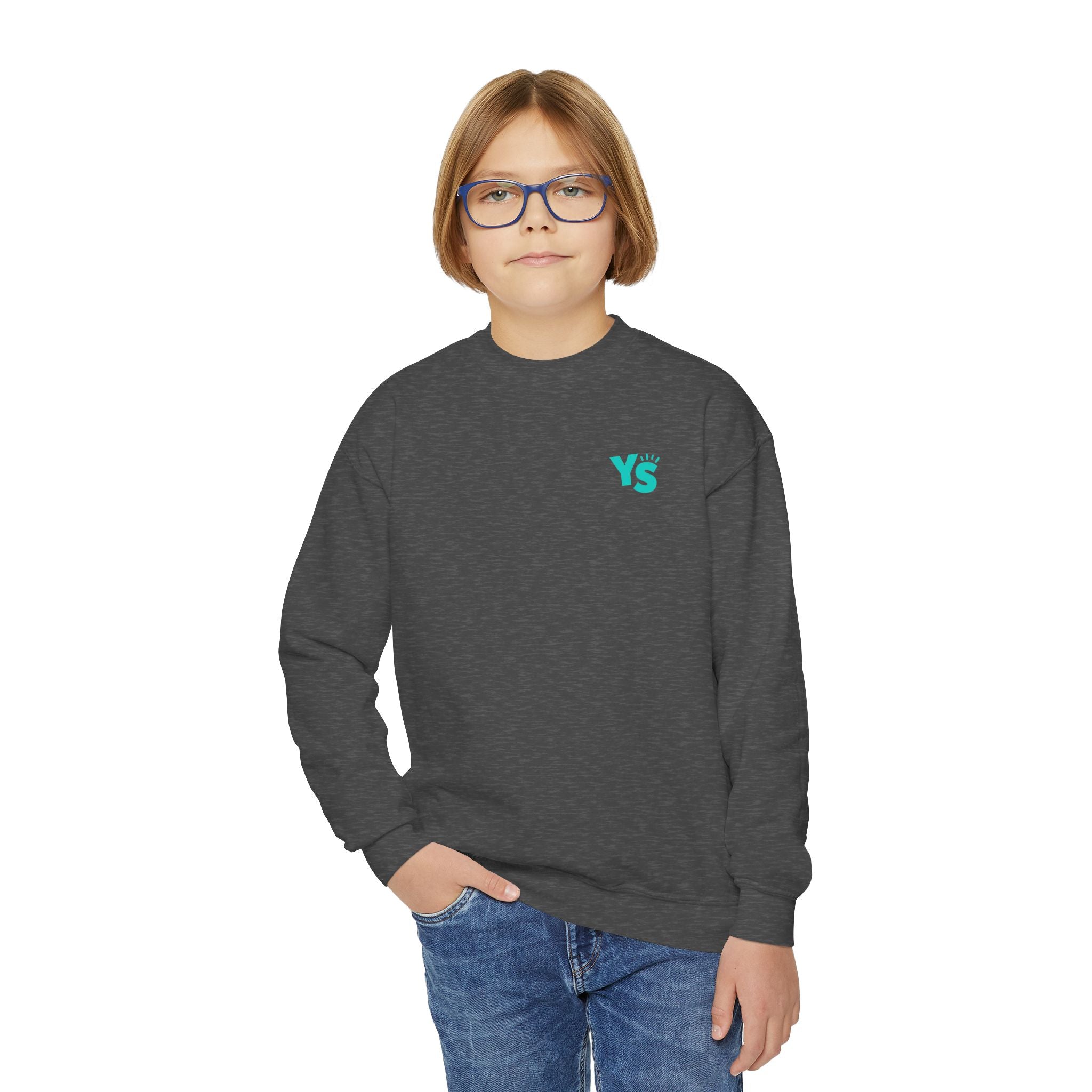Youth Crewneck Sweatshirt — Yellowstone Equestrian Logo Crewneck (Pastel Retro Mountain Design)