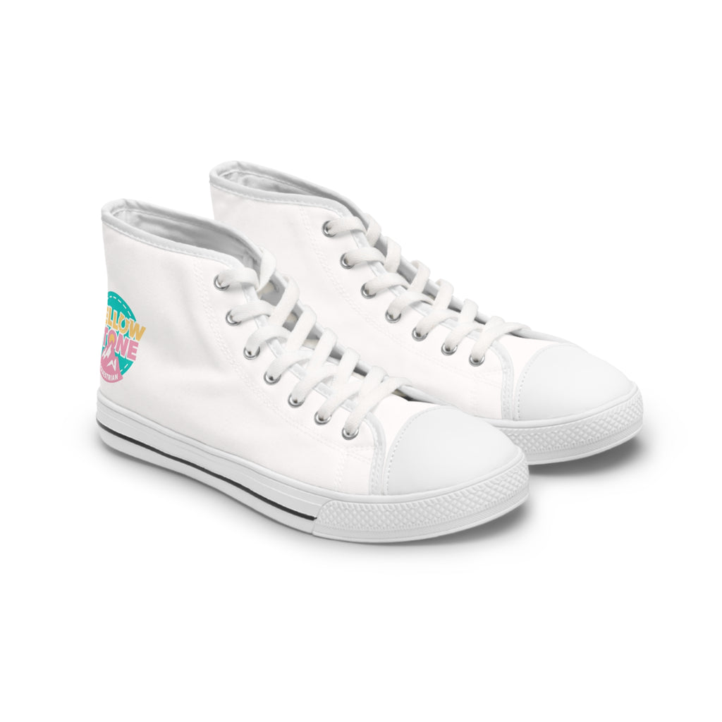 High Top Sneakers — Colorful Retro 'Yellowstone' Graphic Women's Canvas Shoes