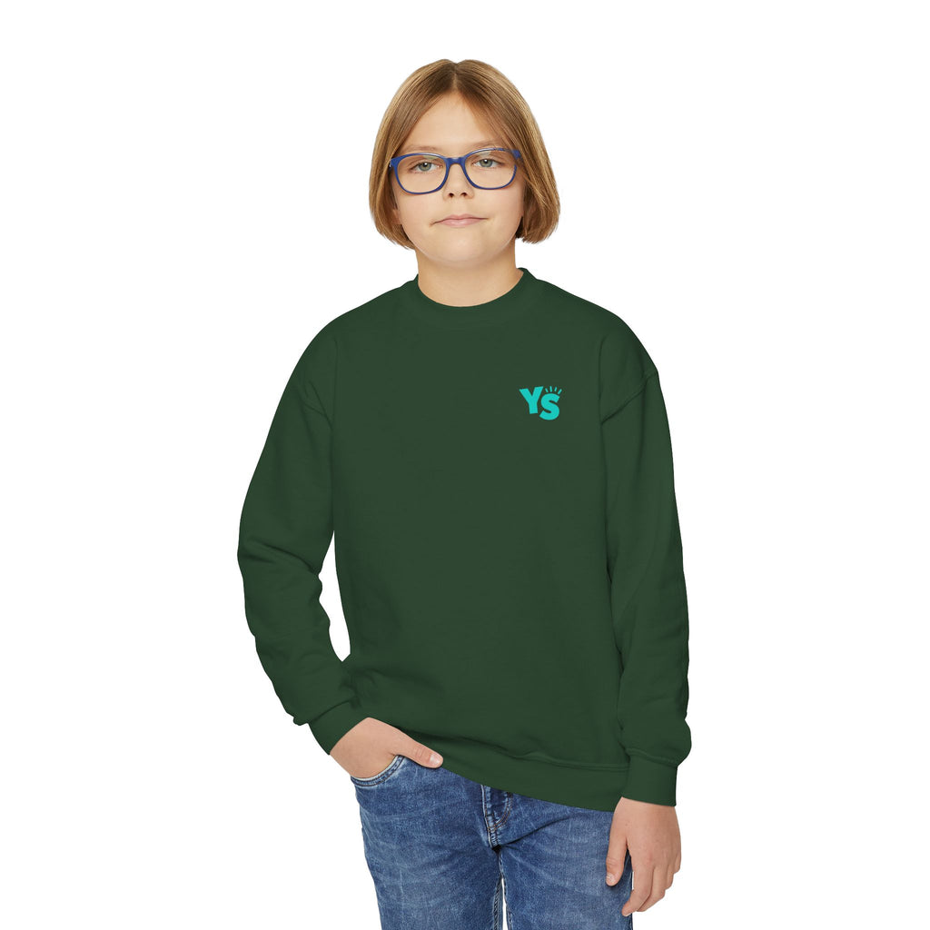 Youth Crewneck Sweatshirt — Yellowstone Equestrian Logo Crewneck (Pastel Retro Mountain Design)