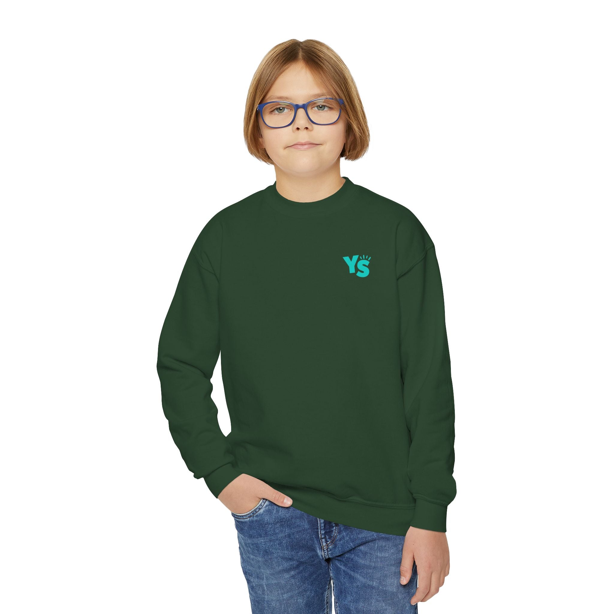 Youth Crewneck Sweatshirt — Yellowstone Equestrian Logo Crewneck (Pastel Retro Mountain Design)