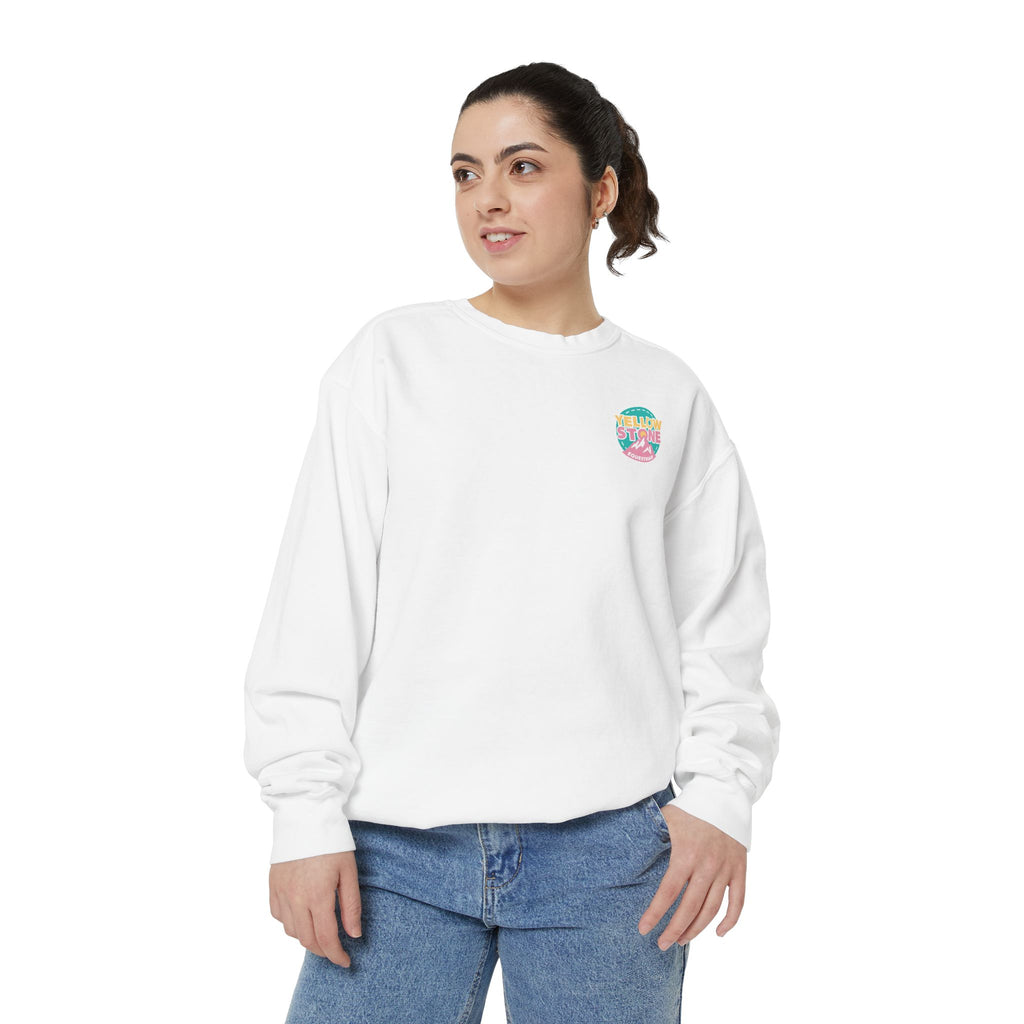 Retro Surf Badge Sweatshirt — 'Good Vibes' Pastel Crewneck