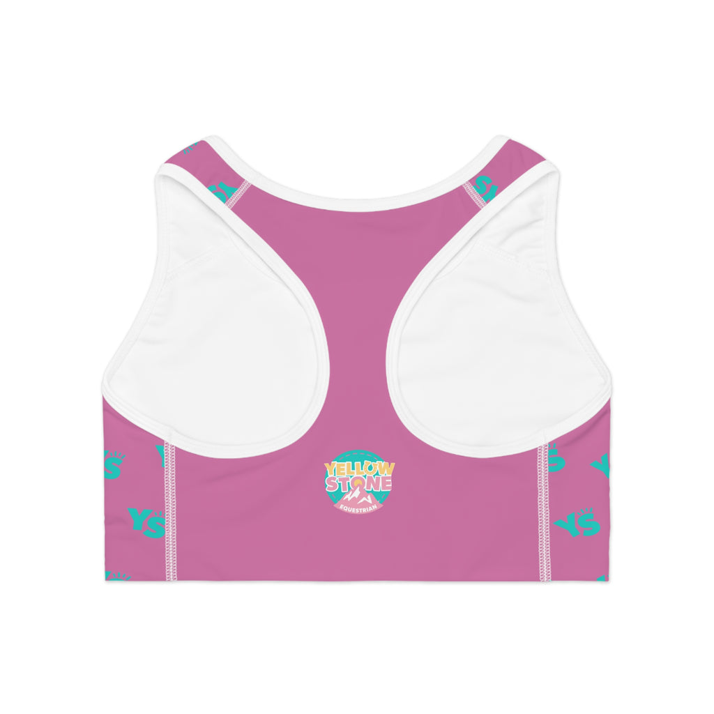 Pink 'Yellowstone' Logo Riding Sports Bra — Racerback Activewear for Women