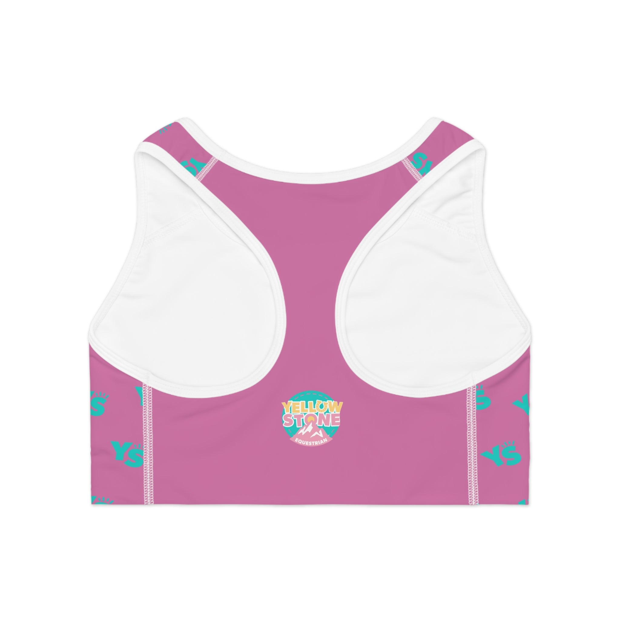 Pink 'Yellowstone' Logo Riding Sports Bra — Racerback Activewear for Women