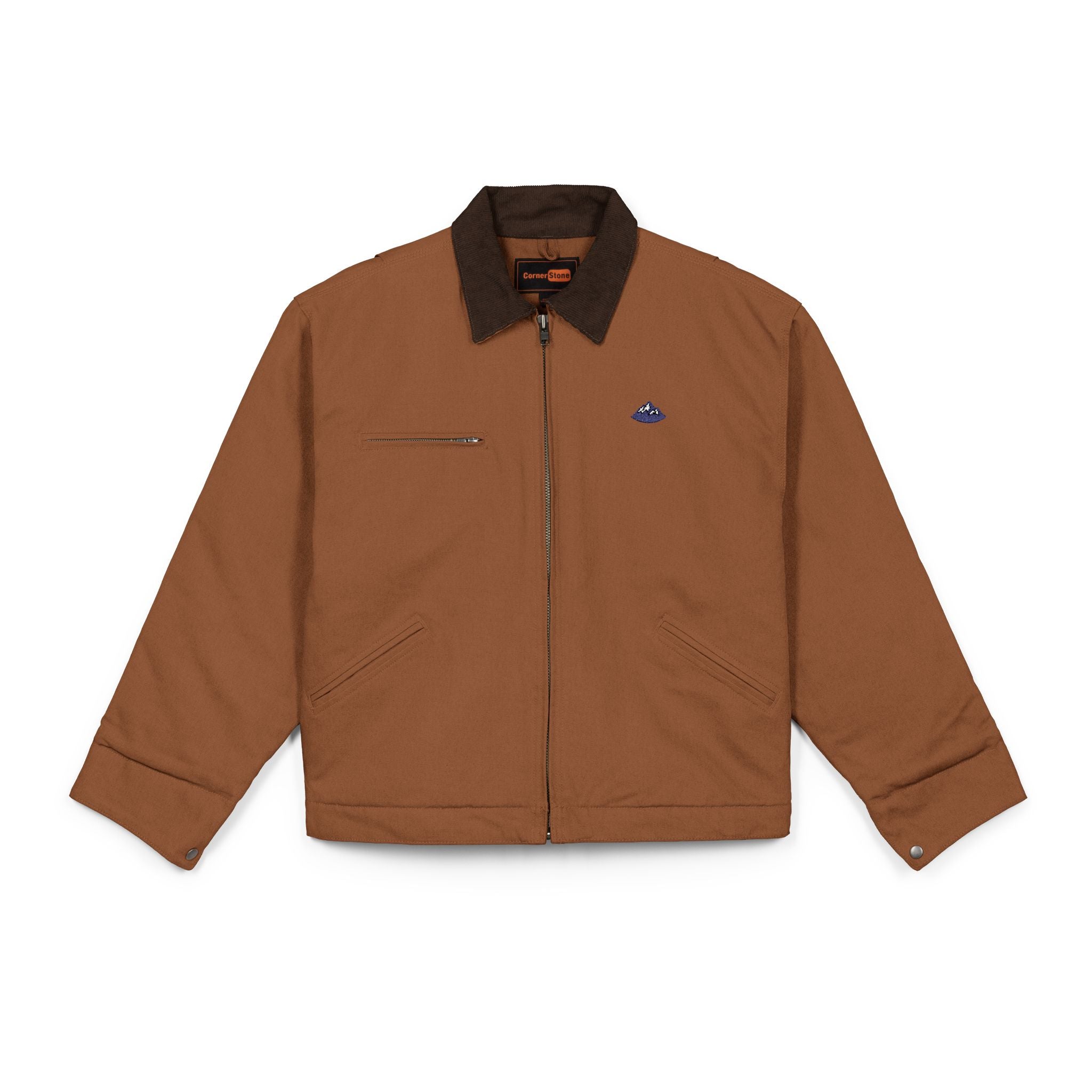 Embroidered Brown Duck Cloth Work Jacket — Durable Carpenter/Utility Jacket with 'Ys' Logo