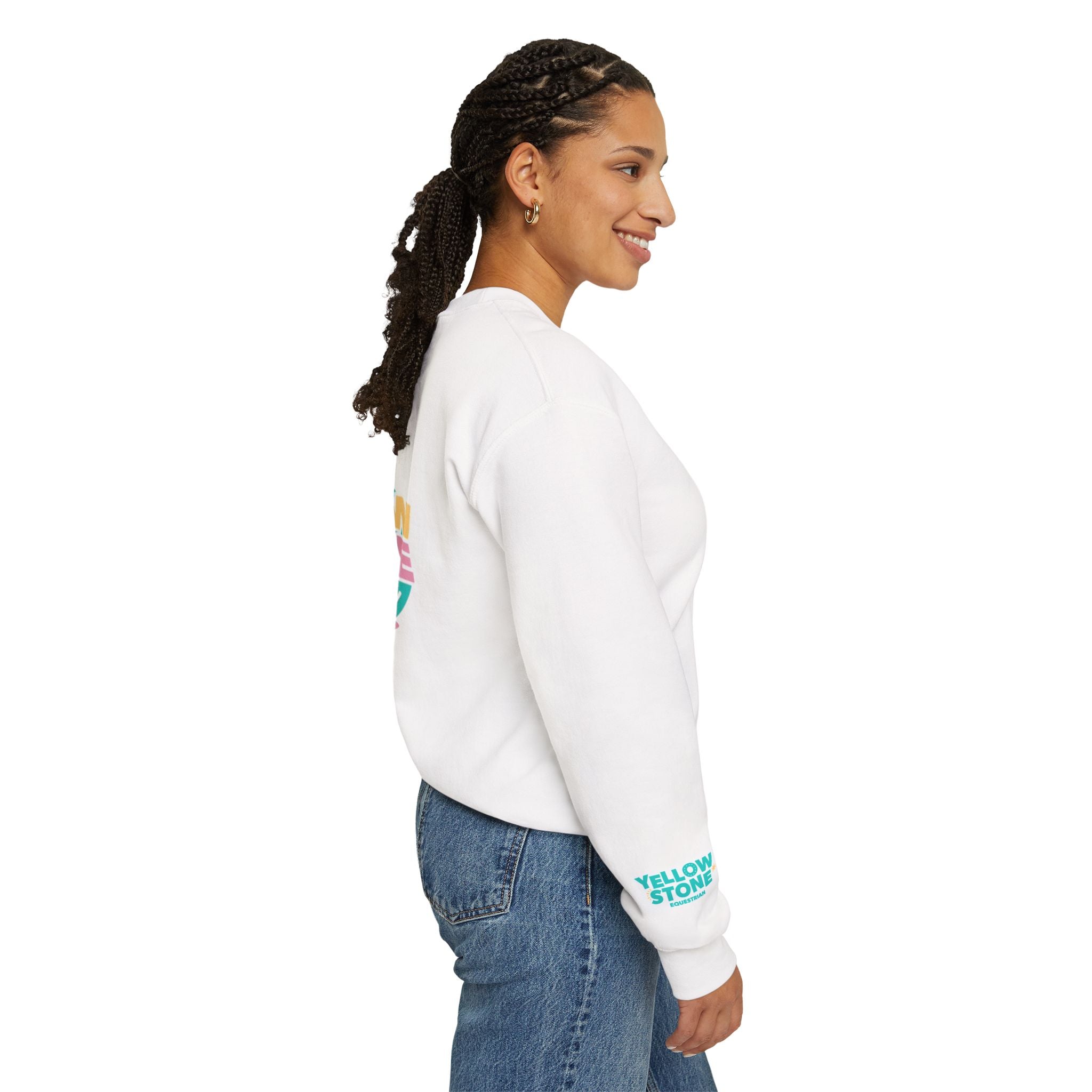 Yellowstone Equestrian Crewneck Sweatshirt – Pastel Logo Mountain Pullover