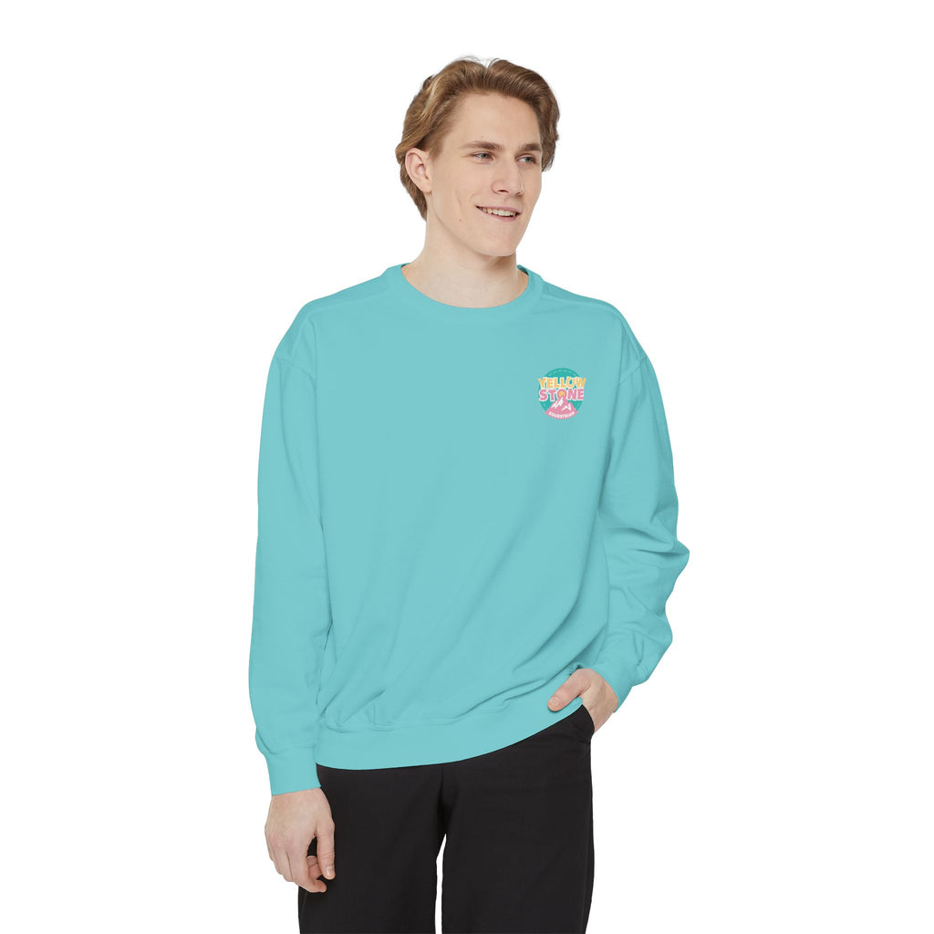 Retro Surf Badge Sweatshirt — 'Good Vibes' Pastel Crewneck