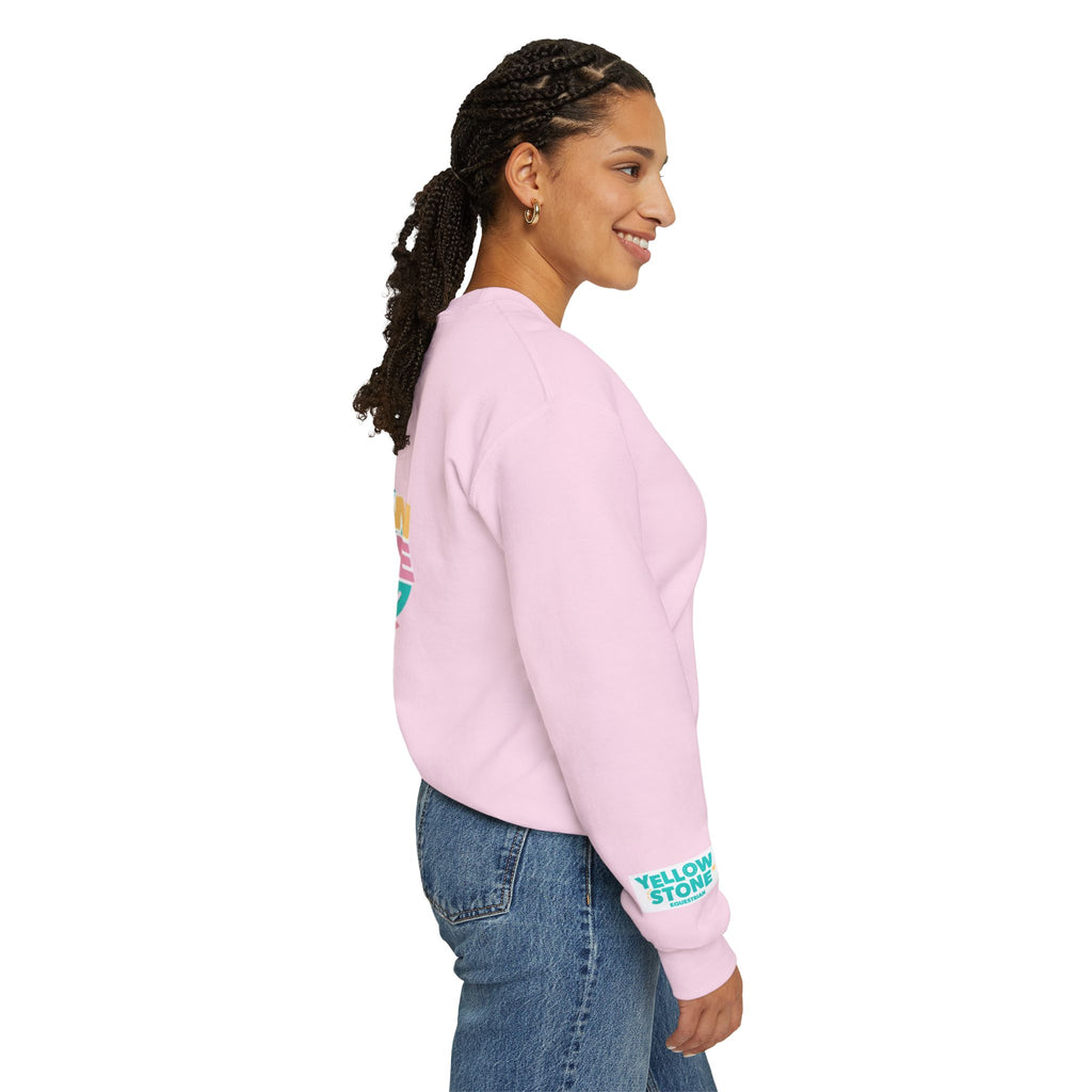 Yellowstone Equestrian Crewneck Sweatshirt – Pastel Logo Mountain Pullover