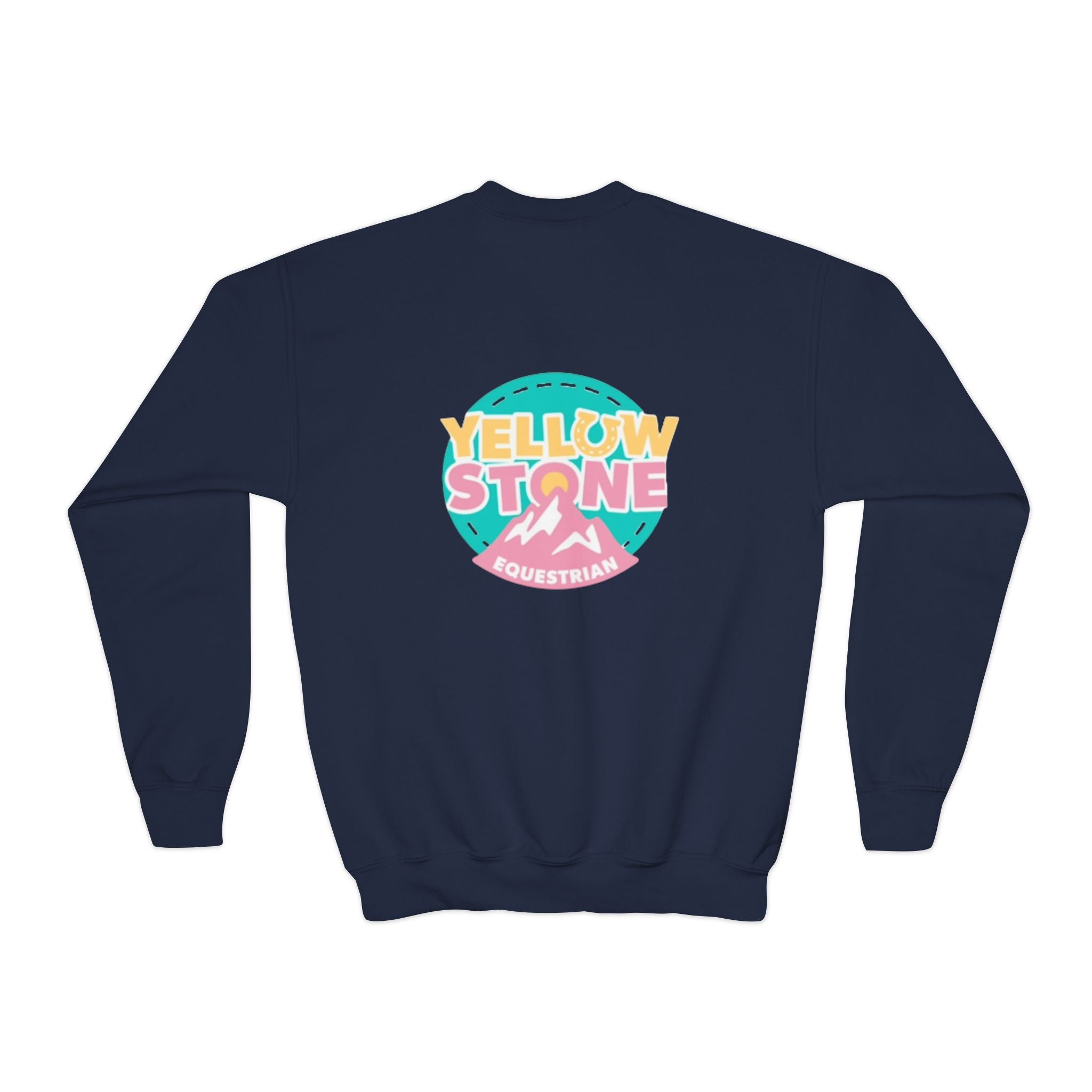 Youth Crewneck Sweatshirt — Yellowstone Equestrian Logo Crewneck (Pastel Retro Mountain Design)