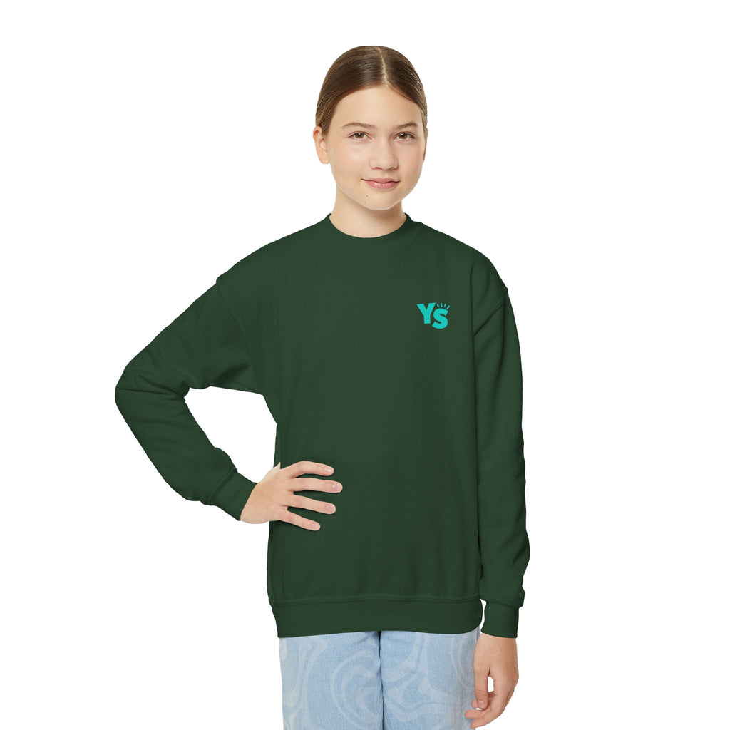 Youth Crewneck Sweatshirt — Yellowstone Equestrian Logo Crewneck (Pastel Retro Mountain Design)