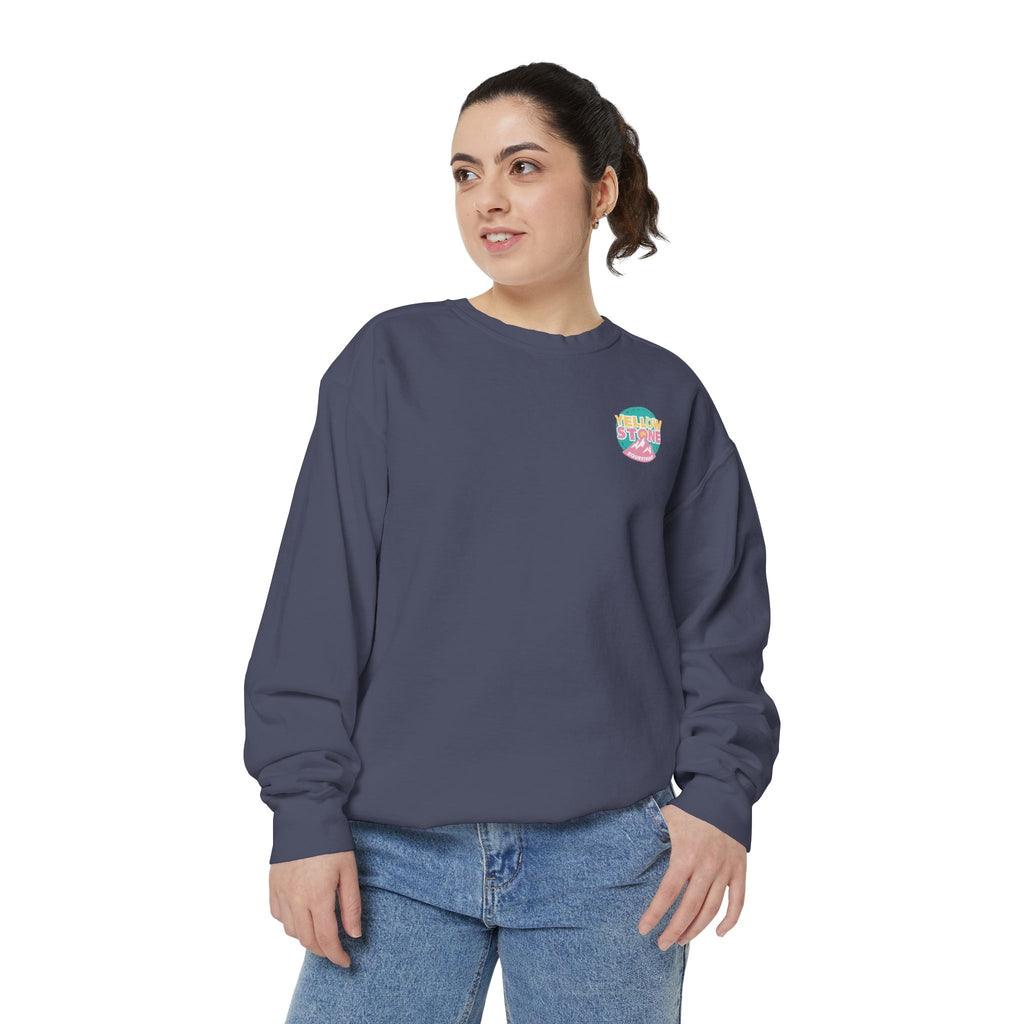 Retro Surf Badge Sweatshirt — 'Good Vibes' Pastel Crewneck