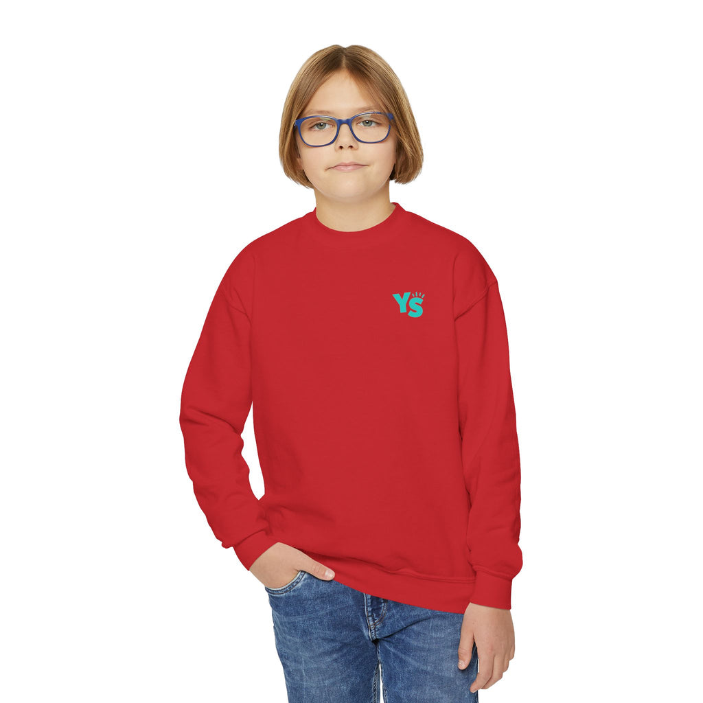 Youth Crewneck Sweatshirt — Yellowstone Equestrian Logo Crewneck (Pastel Retro Mountain Design)