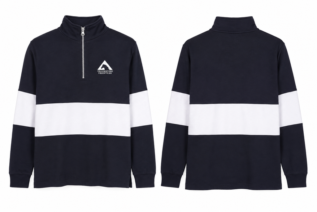 Unisex Quarter Zip Striped Rugby Jumper
