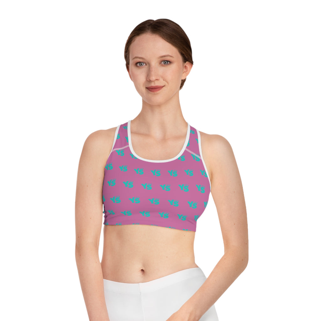 Pink 'Yellowstone' Logo Riding Sports Bra — Racerback Activewear for Women
