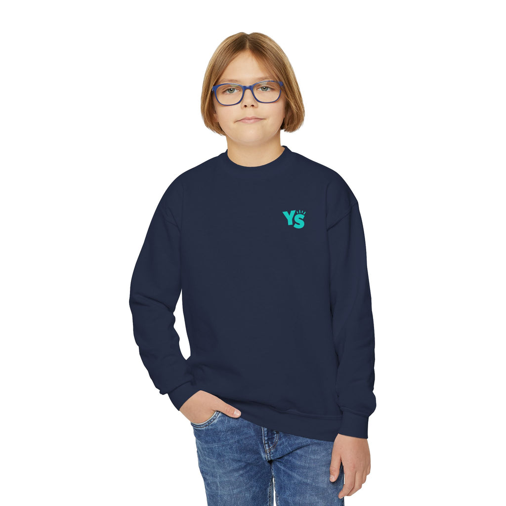 Youth Crewneck Sweatshirt — Yellowstone Equestrian Logo Crewneck (Pastel Retro Mountain Design)