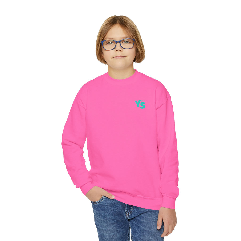 Youth Crewneck Sweatshirt — Yellowstone Equestrian Logo Crewneck (Pastel Retro Mountain Design)