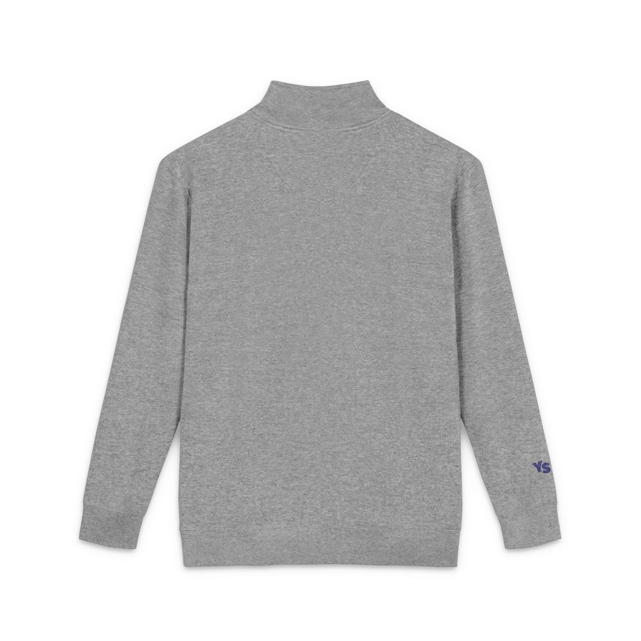 Embroidered Grey Fleece Quarter-Zip Pullover — Subtle Logo Chest & Sleeve