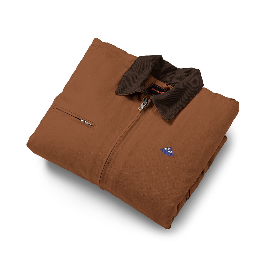 Embroidered Brown Duck Cloth Work Jacket — Durable Carpenter/Utility Jacket with 'Ys' Logo