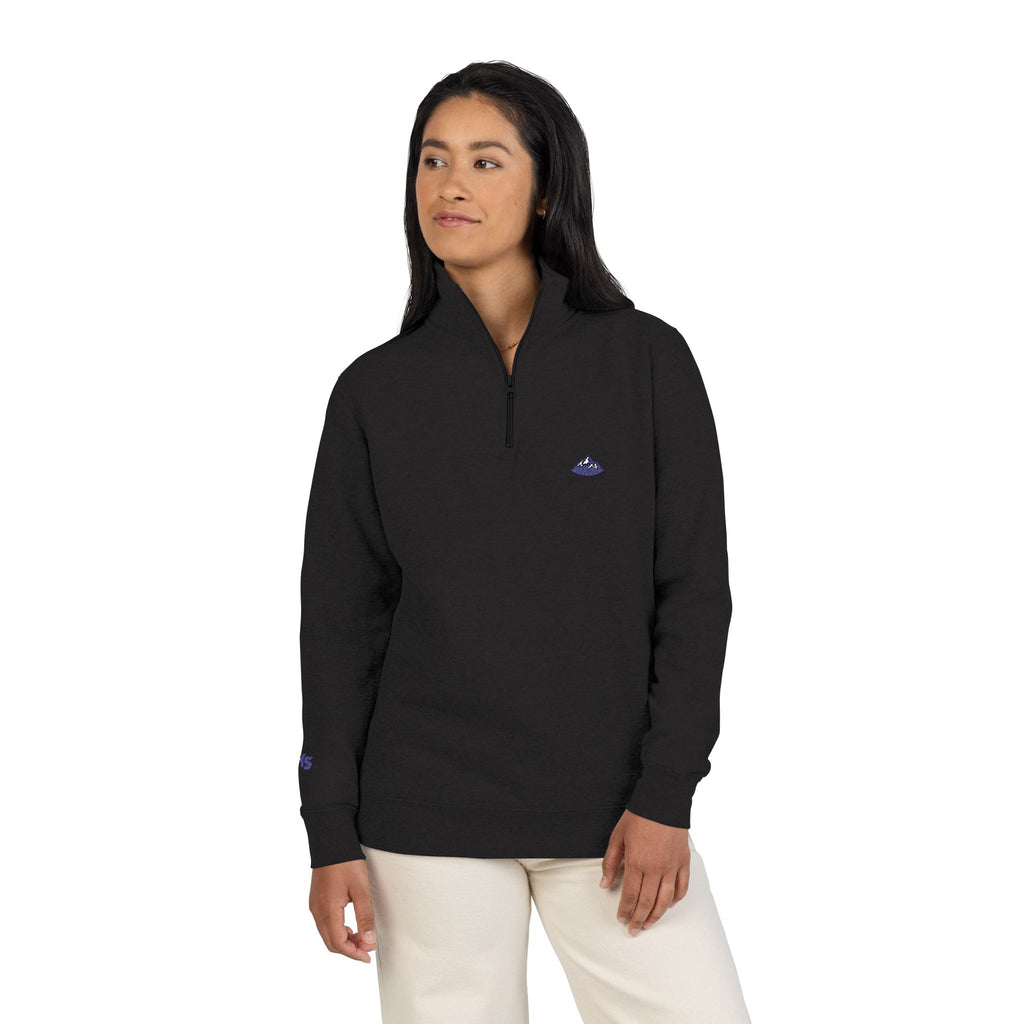 Embroidered Grey Fleece Quarter-Zip Pullover — Subtle Logo Chest & Sleeve
