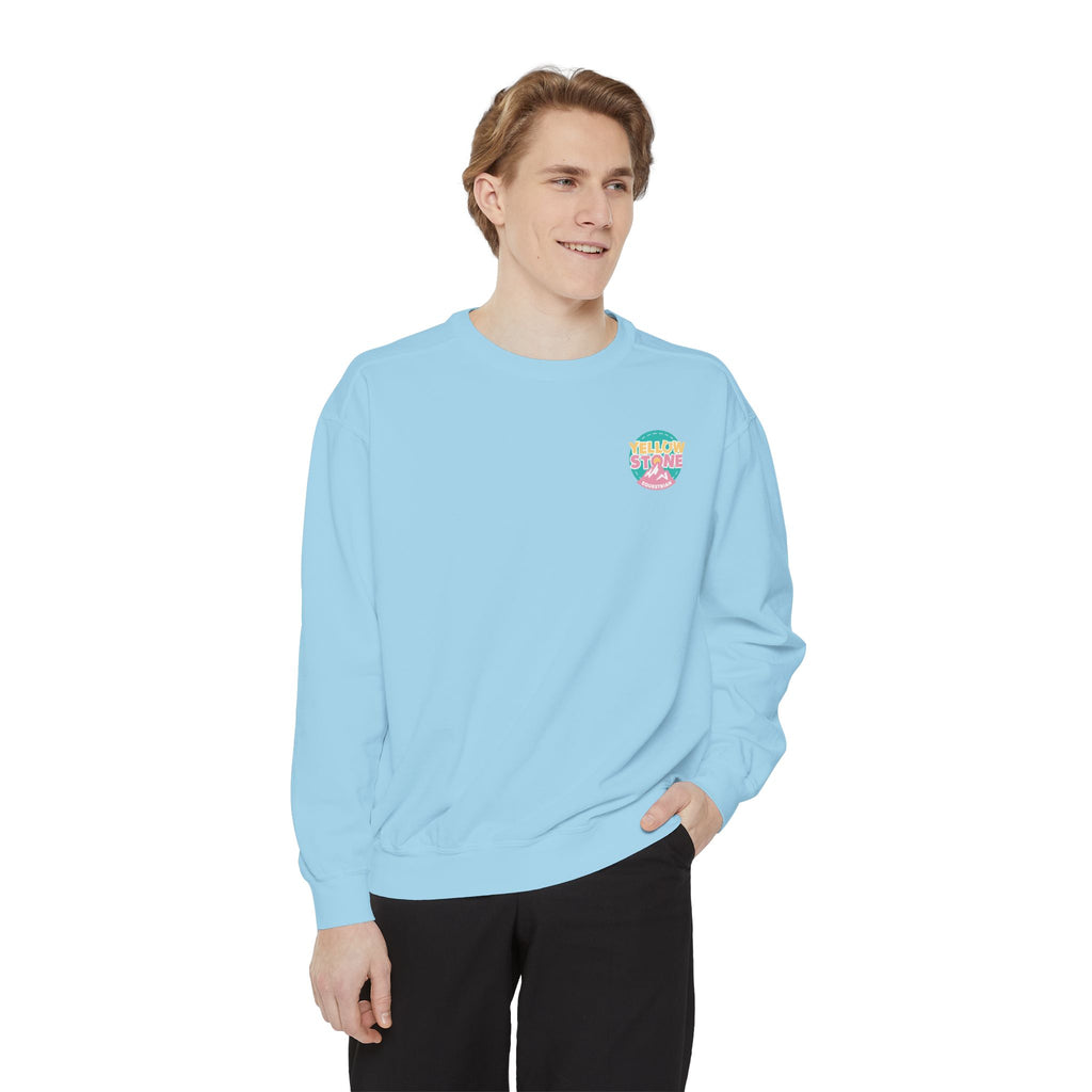 Retro Surf Badge Sweatshirt — 'Good Vibes' Pastel Crewneck