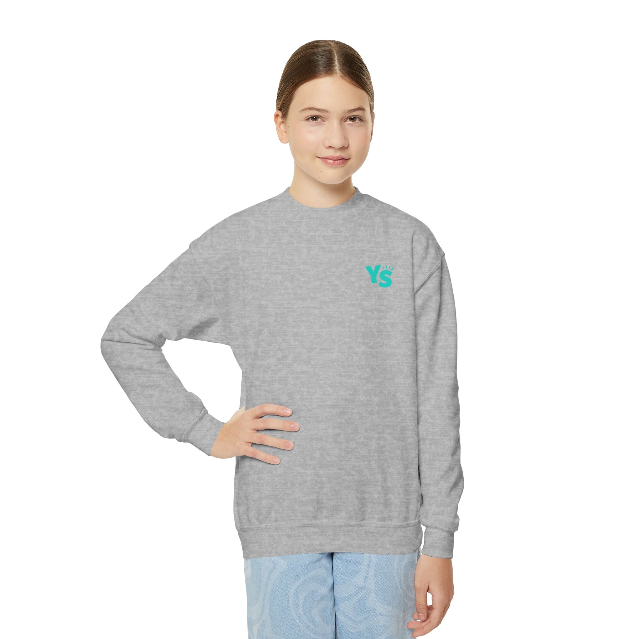 Youth Crewneck Sweatshirt — Yellowstone Equestrian Logo Crewneck (Pastel Retro Mountain Design)