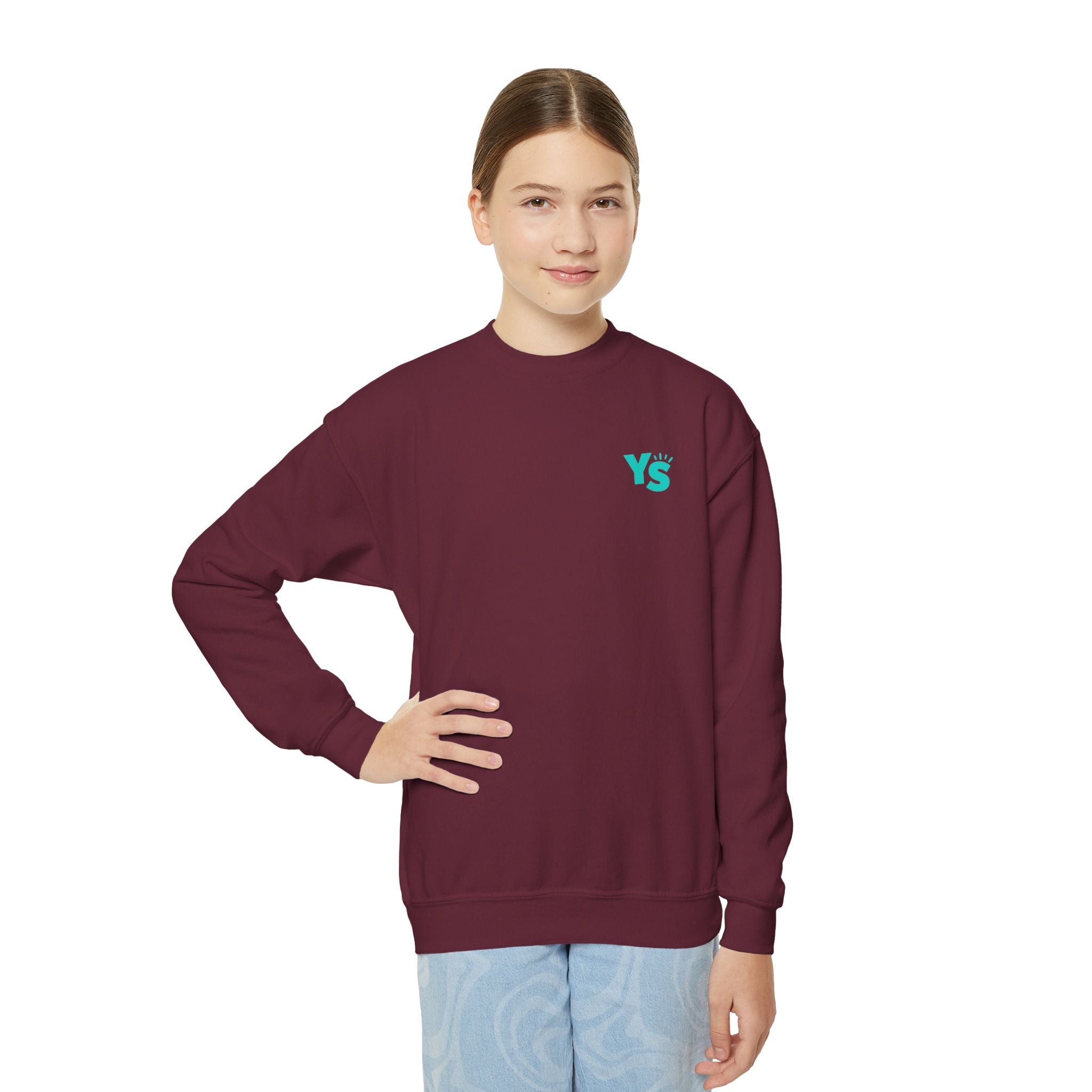 Youth Crewneck Sweatshirt — Yellowstone Equestrian Logo Crewneck (Pastel Retro Mountain Design)