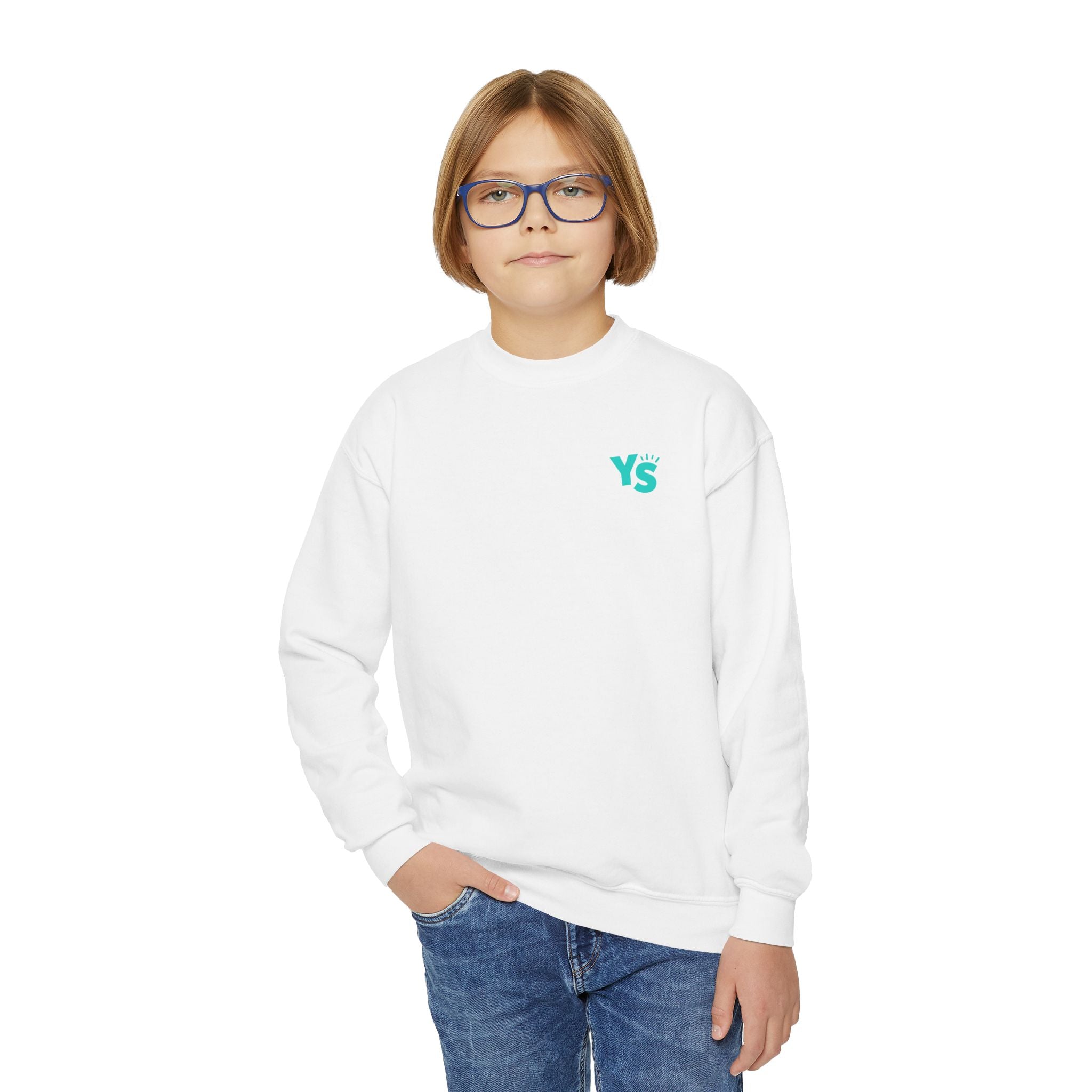 Youth Crewneck Sweatshirt — Yellowstone Equestrian Logo Crewneck (Pastel Retro Mountain Design)