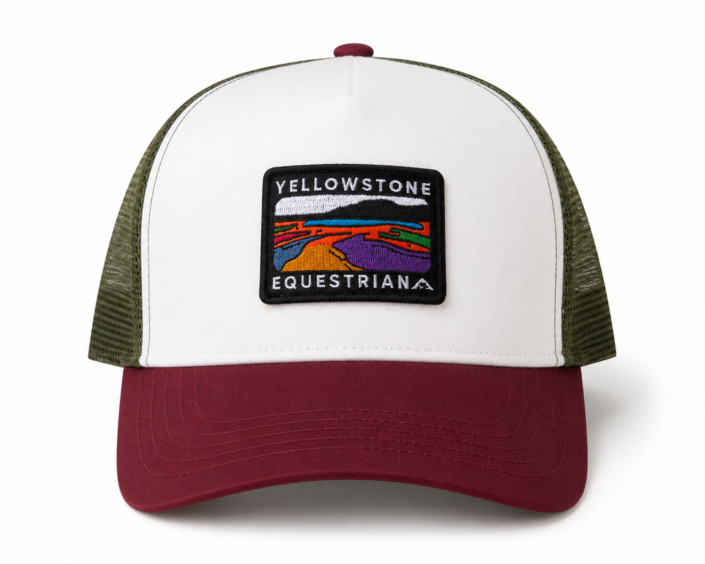 5 Panel Trucker Cap - Ivory/Cherry/Khaki